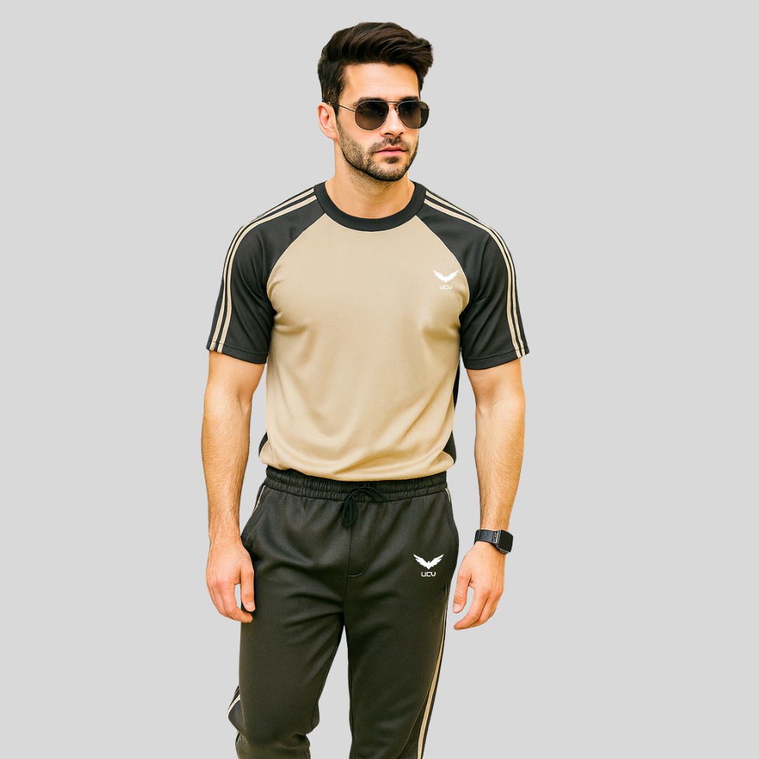 Men’s Stylish Full Track Suit – Active & Casual Wear light brown and black color