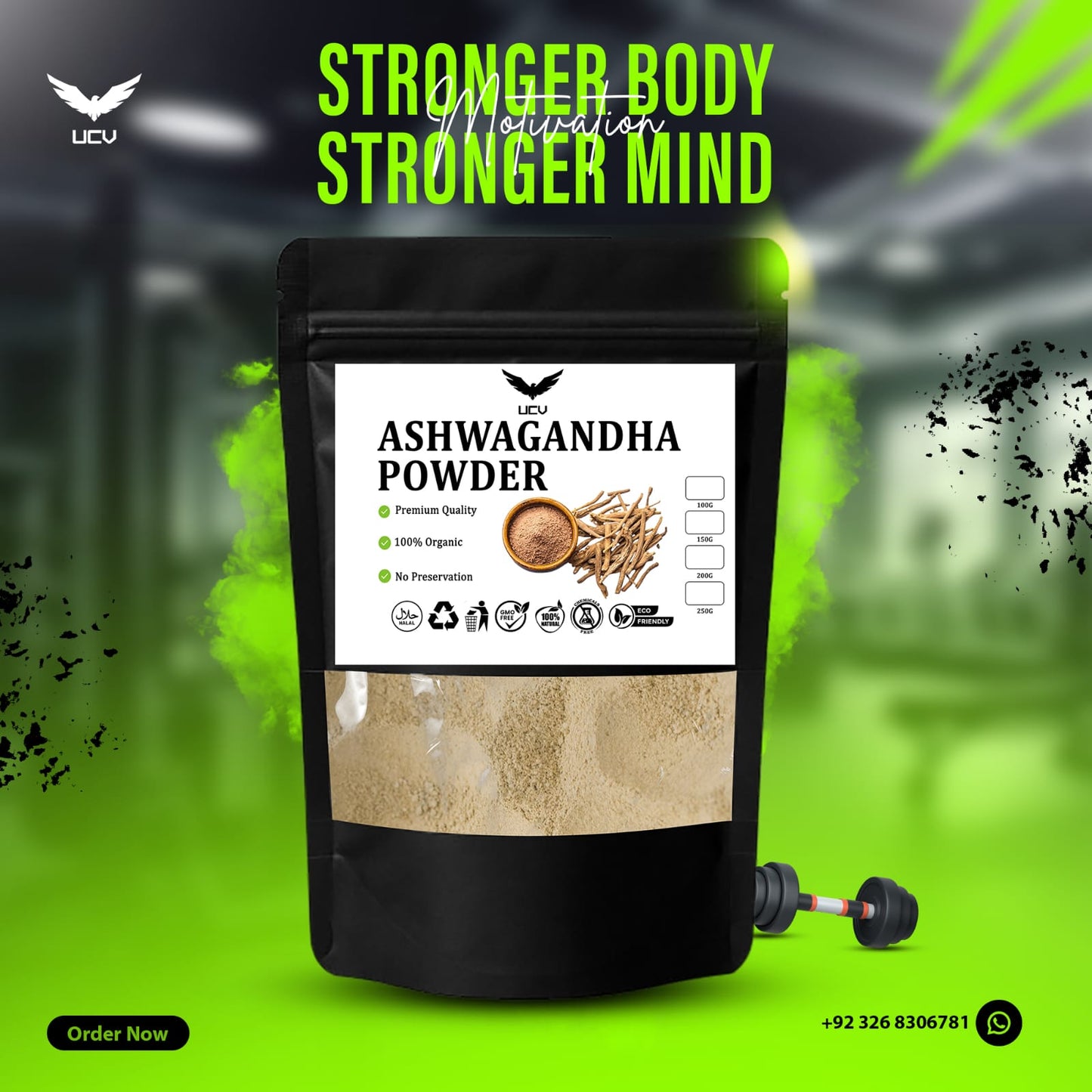 UCV Ashwagandha Powder — Natural Stress Relief & Energy Boost 100 GM